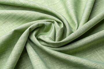 Close up shot of swirling sage green fabric textile background texture