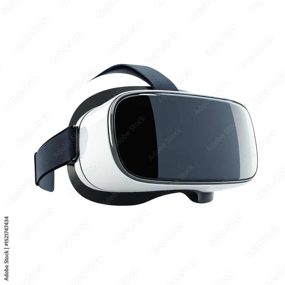 Poster exploring virtual reality with advanced headset in modern space