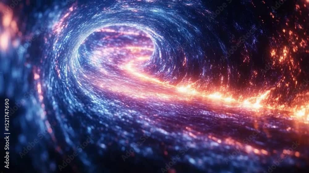 Poster cosmic tunnel: a breathtakingly rendered visualization of a cosmic tunnel, its swirling vortex of ce