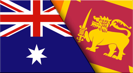 Flags of Australia and Sri Lanka. Australian and Sri Lankan National flags