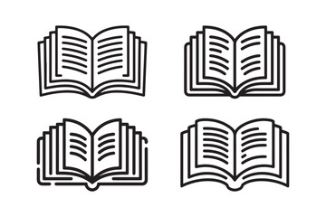 Open Book Icon Bundle Bold Line Book Vector Clipart Set for Education and Publishing