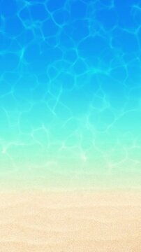 summmer beach sea and sand top view water reflections animation, summer time sale and travel vertical social media motion design element