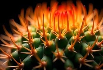 Close-up of a Cactus with Vibrant Orange Spines