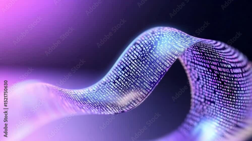 Poster Digital Flow of Data: An abstract representation of data streams, illuminated in shades of violet and cyan, symbolizing the intricate flow of information within a digital world.