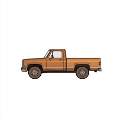 Fototapeta premium Pixel Art Rusty Orange Pickup Truck Side View Illustration