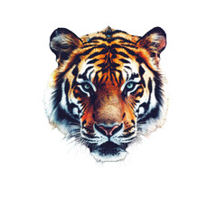 Fototapeta premium Majestic tiger head showcasing striking features and vibrant colors in a captivating artwork