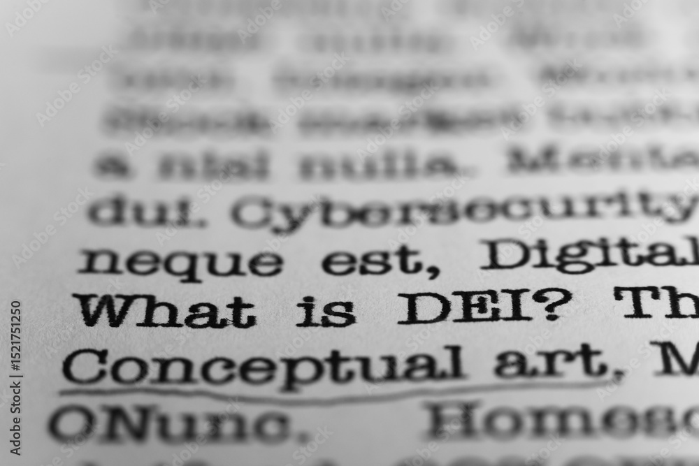 Fototapete what is dei. text printed on a page. a piece of paper with a phrase written in retro typewriter font