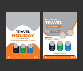 Modern Travel tourism vertical print Flyer or poster Template for holiday Vacation travel, Travel packages flyer,  tour travel template design,
