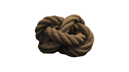 Knotted rope symbolizing unity and strength on transparent background