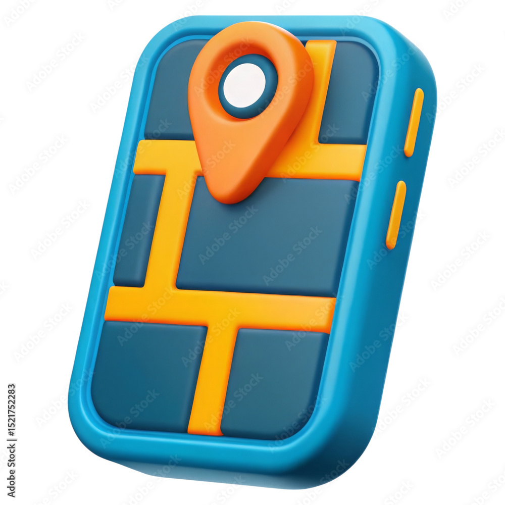 Poster digital nomad and lifestyle concept. colorful location tracker device with a pin icon.