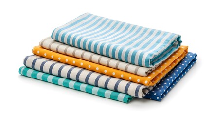 Bulk Store Cloth Produce Bags Folded in Stack Isolated on White