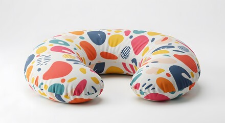 Colorful Nursing Pillow with Cover Isolated on White Background