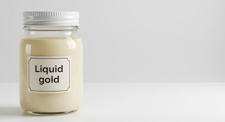 Small Glass Jar with “Liquid Gold” Label for Stored Breast Milk