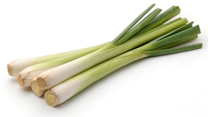 Fototapeta premium Fresh Lemongrass Stalks Isolated on White Background