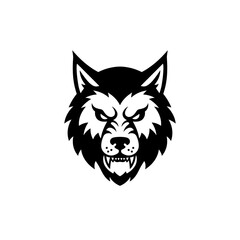 Obraz premium Wolf head illustration in black with fierce expression 