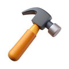 Isolated 3d claw hammer, a metal construction tool with a black handle on a white background