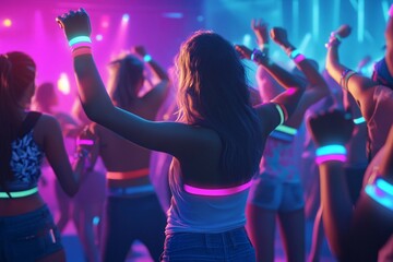 A lively group of young people dancing energetically at a festival
