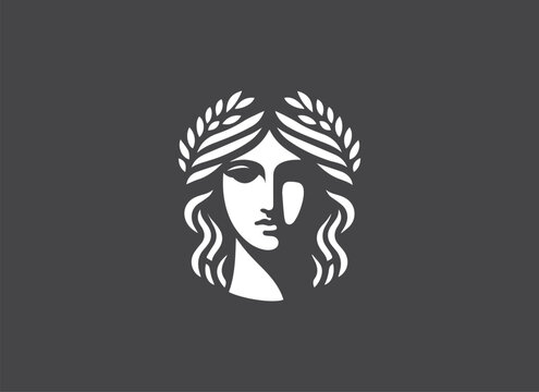 Greek Goddess Minimal Logo, Greek Beauty Logo, Greek Goddess Vector, Greek Goddess Illustration, Greek Goddess Silhouette, Beauty, Skincare, Elegant, Luxury, Feminine, Hera, Athena
