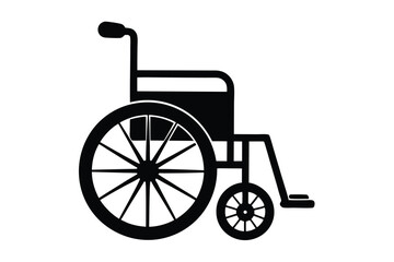 Fototapeta premium Stylized Black Wheelchair Graphic Mobility Assistance, Disability Aid, Medical Equipment, Accessibility Icon