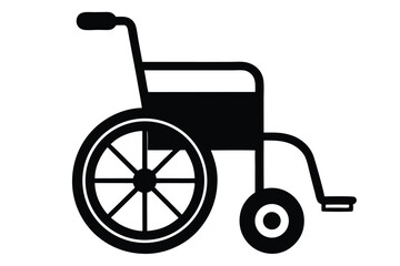 Black Wheelchair Illustration Medical Assistance, Disability Aid, and Mobility Equipment in Simple Design