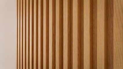 Fototapeta premium modern wooden acoustic wall panel with vertical pine slats – lightly weathered finish and rough polished texture, perfect for contemporary organic interiors, soundproofing design, and web banner backg