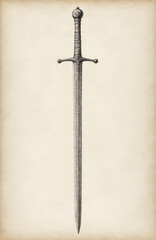 Medieval Sword &ndash; Pencil Drawing Side View