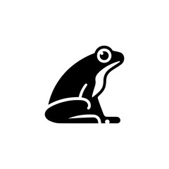 Minimalist black frog silhouette vector logo with abstract details and a distinctive shape. Animal concept