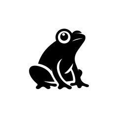 Minimalist black frog silhouette vector logo with abstract artistic details and distinctive amphibian shape