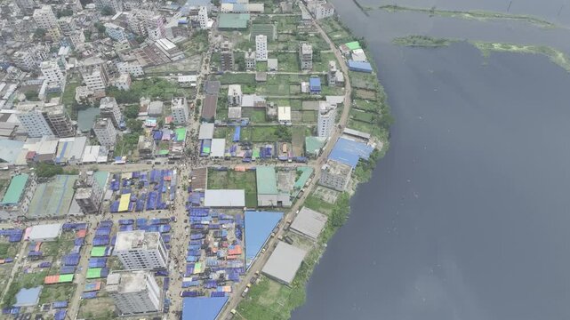 Aerial footage of aninal market ahead of Eid-ul-Azha festival in Dhaka, Bangladesh