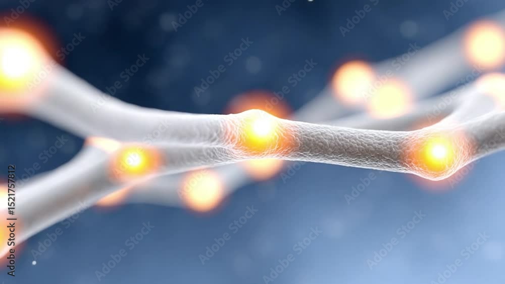 Aufkleber Neural Network Illustration: A vivid, close-up depiction of a neural network, showcasing interconnected pathways and illuminated nodes, rendered in stunning detail against a blurred backdrop. 