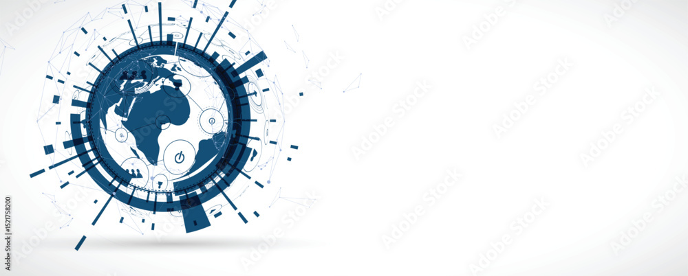 Aufkleber global internet connection. business communication concept for science or syber presentation