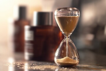 Limited Time Offer Concept with Hourglass and Blurred Product Background