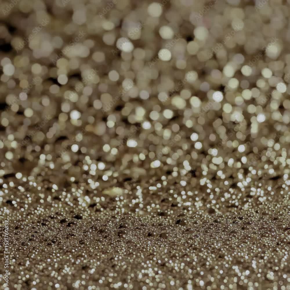 Poster golden glitter background with sparkling bokeh texture, shimmering in soft focus.