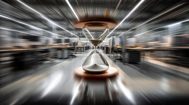 Fototapeta Dynamic Hourglass with Blur-Motion Office Desks Conceptual Image