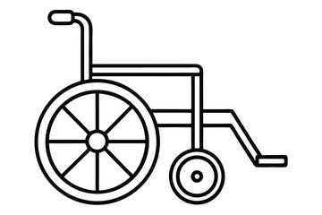 Simplified Line Drawing of a Wheelchair with Handle, Footrest, and Spokes Design