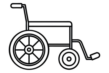 Line Art Illustration Depicting Side View of a Wheelchair with Padded Elements