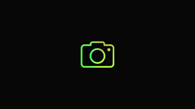 Rainbow camera icon animation on black background