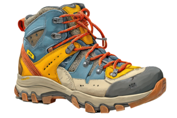 hiking boot icon outdoor travel theme brown flat design vector  isolated on transparent background