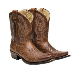 Stylish brown leather cowboy boots with intricate stitching designed for comfort and durability