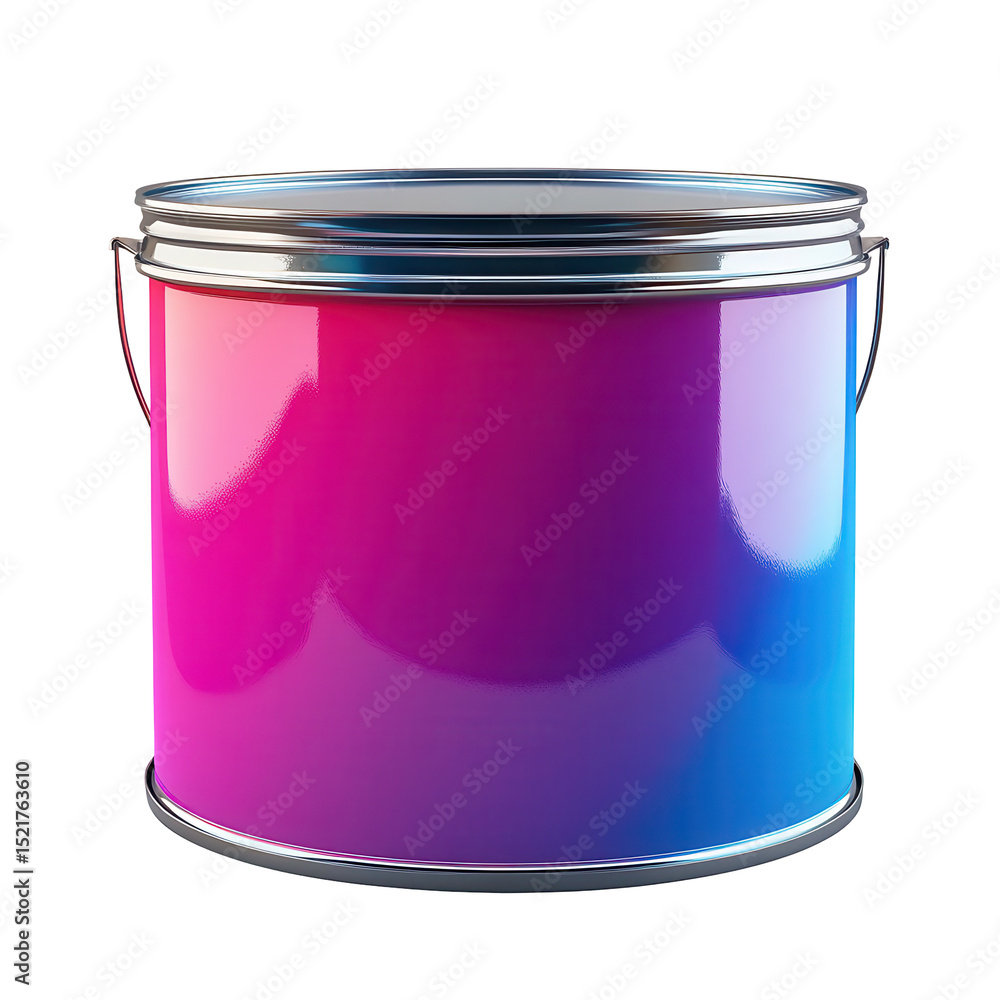 Poster colorful paint can with a gradient design in a studio setting