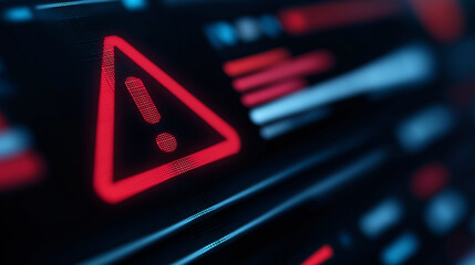 Futuristic red play button glowing on a black digital interface, symbolizing media, technology, and streaming.
