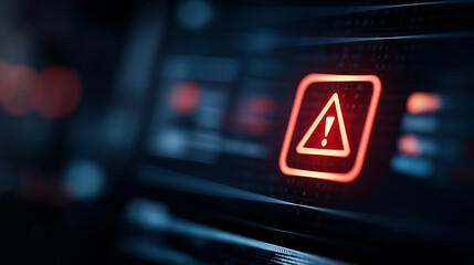 Futuristic red play button glowing on a black digital interface, symbolizing media, technology, and streaming.
