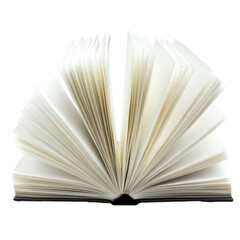 Open blank book with pages fanned out displaying potential for creativity and writing