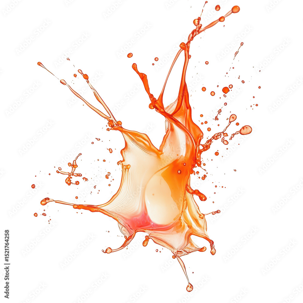 Poster vibrant splash of orange liquid creating dynamic patterns in mid-air