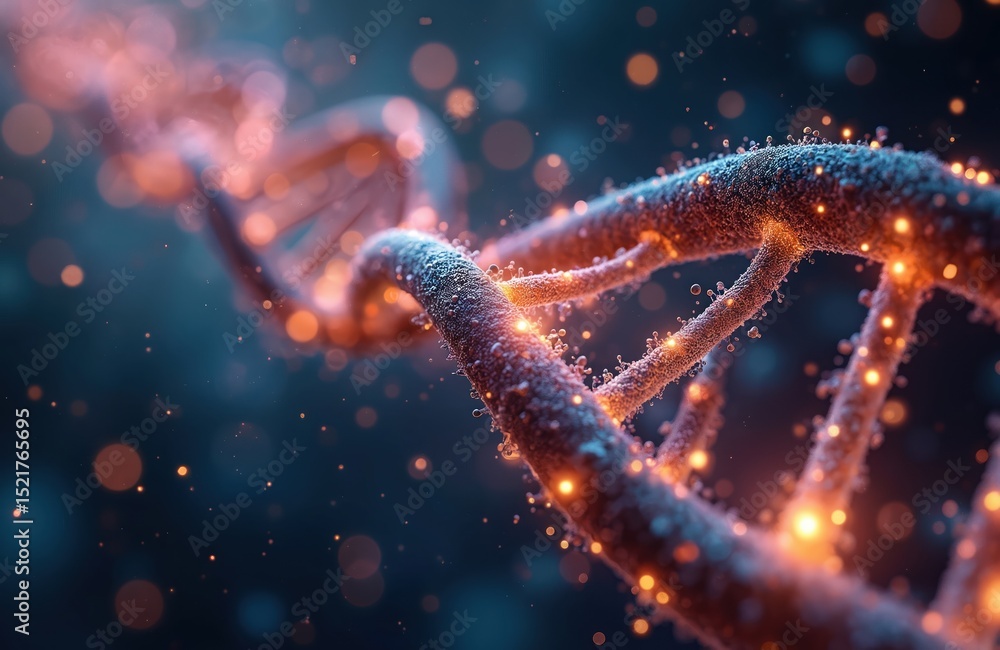 Poster abstract illustration features dna molecular structure, connecting lines. image for business tech he