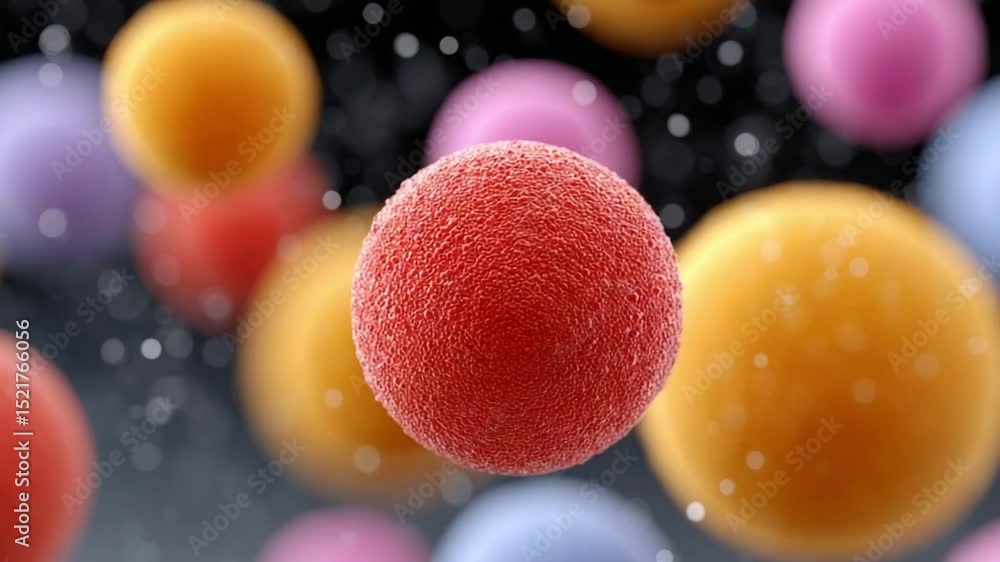 Aufkleber Colorful Spheres: A close-up shot showcases vibrant, spherical shapes floating in a dynamic and visually captivating arrangement. The colors, each hue distinct, create a mesmerizing scene.