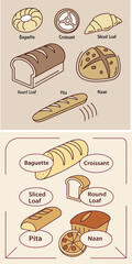 Vector set of pizza and bakery food icons