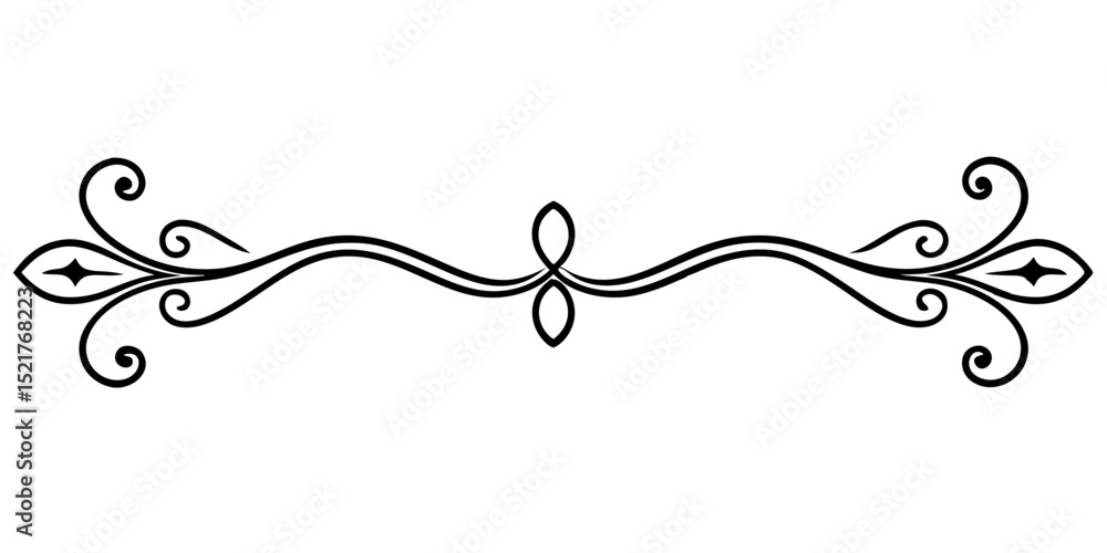Poster elegant vintage border element design for page separators on a transparent background