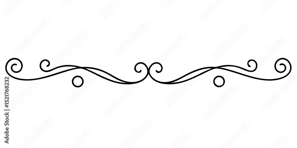 Poster calligraphic inspired divider with straight line on a transparent background