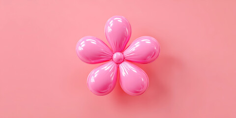 3D render of a plasticine flower-shaped balloon, isolated on a pink background